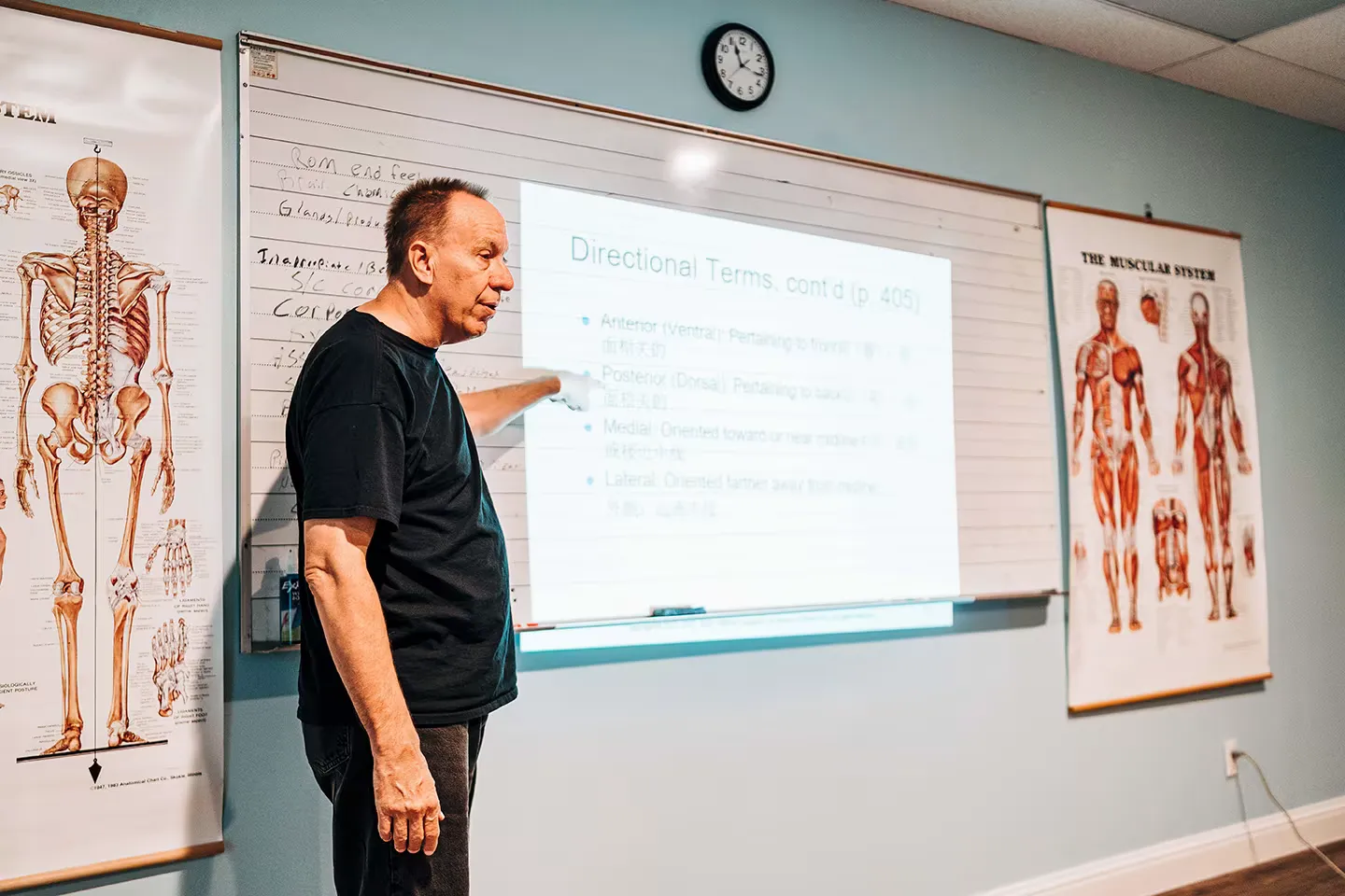 Instructor presenting PowerPoint material