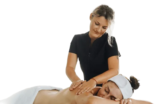Massage therapist giving massage