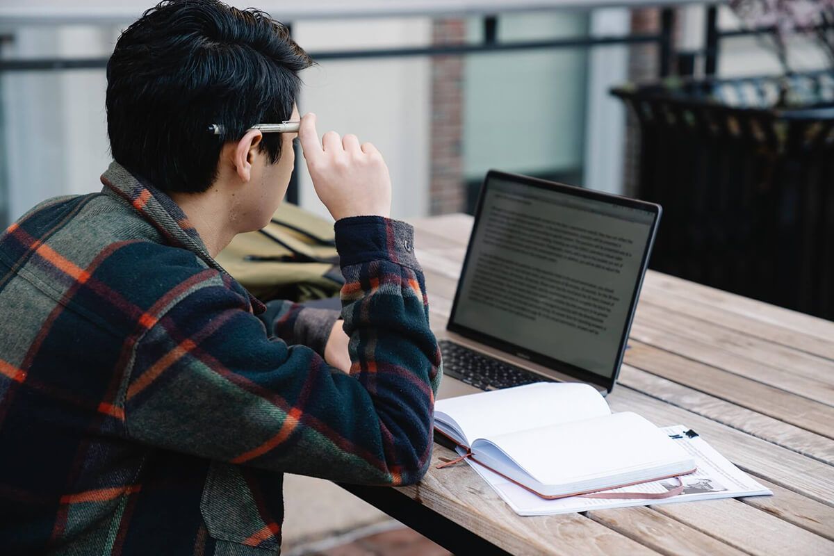 Student Studying Coursework Material